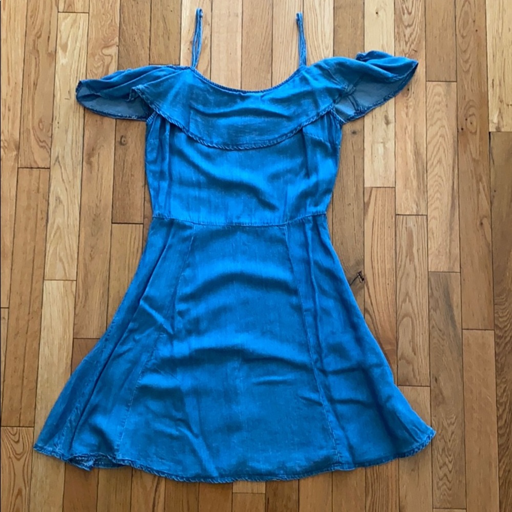 Off Shoulder Chambray Dress